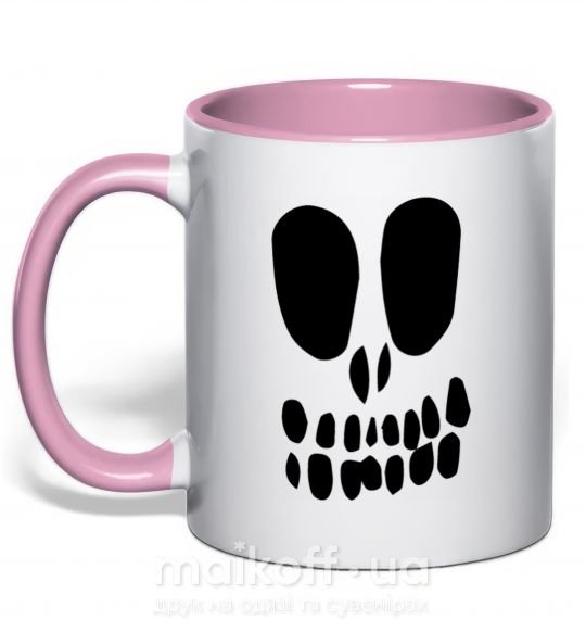 Чашка з кольоровою ручкою horrible face Ніжно рожевий фото