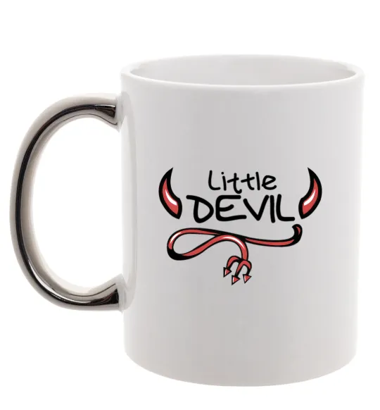 Чашка з кольоровою ручкою Little Devil original Срібло фото