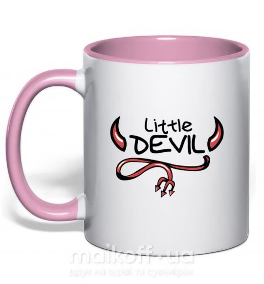 Чашка з кольоровою ручкою Little Devil original Ніжно рожевий фото