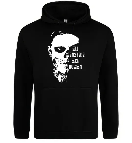 Женская толстовка (худи) All monsters are human Черный фото