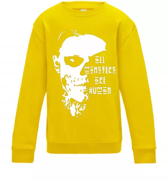 Дитячий світшот All monsters are human Сонячно жовтий фото