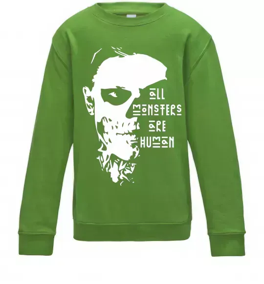 Дитячий світшот All monsters are human Лаймовий фото