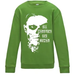 Детский Свитшот All monsters are human Лаймовый фото