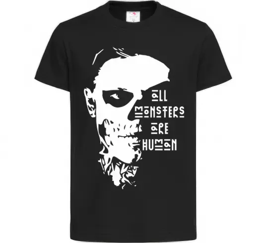 Детская футболка All monsters are human Черный фото