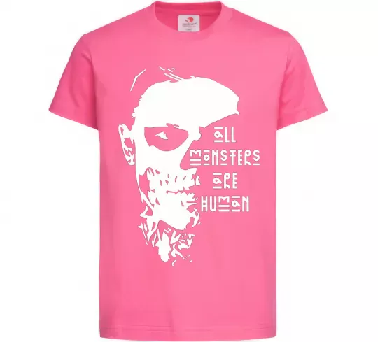 Детская футболка All monsters are human Ярко-розовый фото