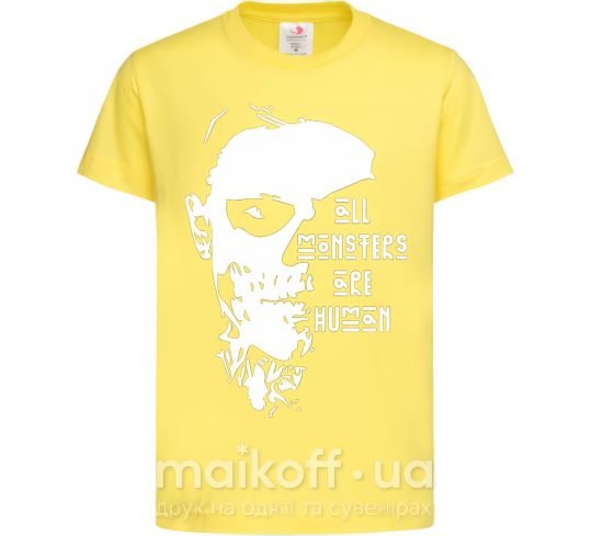 Дитяча футболка All monsters are human Лимонний фото