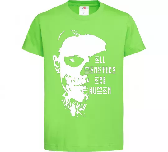 Детская футболка All monsters are human Лаймовый фото