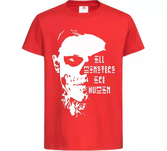 Детская футболка All monsters are human Красный фото