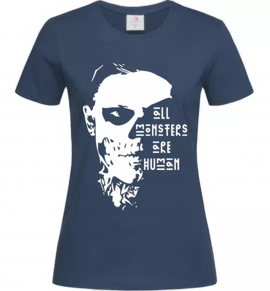 Женская футболка All monsters are human Темно-синий фото