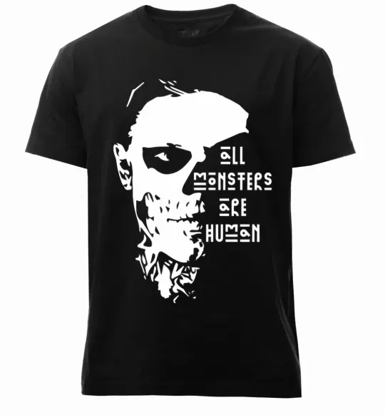 Мужская премиум футболка All monsters are human Черный фото