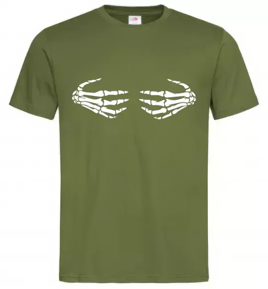 Чоловіча футболка skeleton hands Оливковий фото