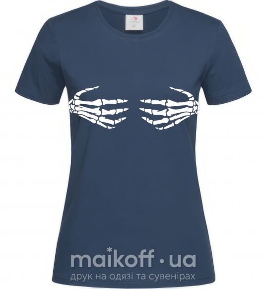 Женская футболка skeleton hands Темно-синий фото