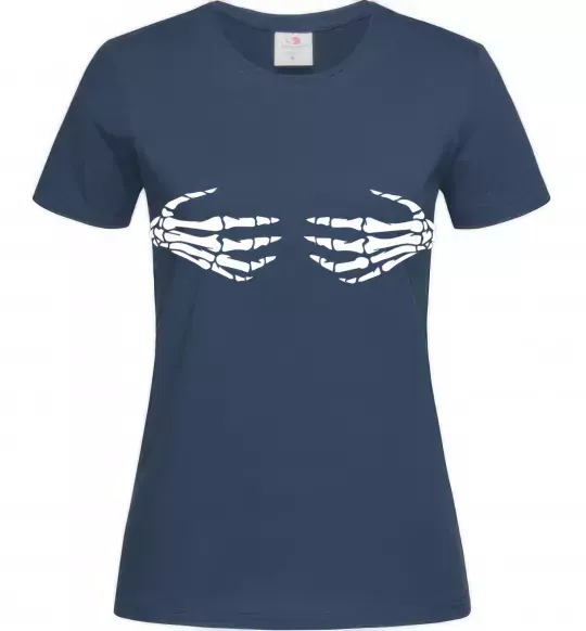 Жіноча футболка skeleton hands Темно-синій фото