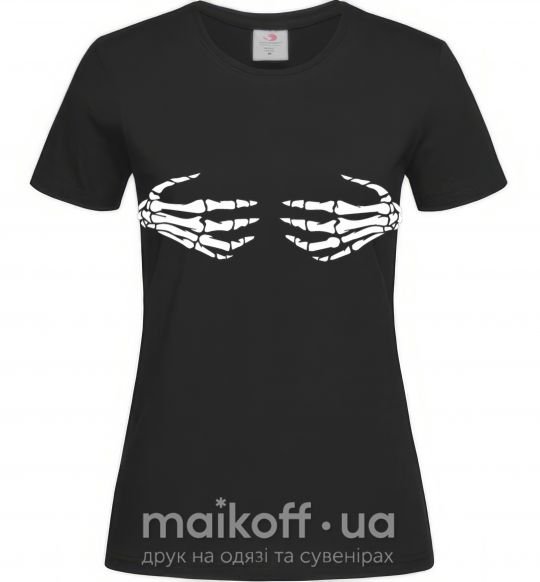 Жіноча футболка skeleton hands Чорний фото
