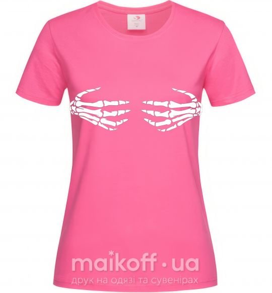 Женская футболка skeleton hands Ярко-розовый фото
