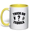 Чашка с цветной ручкой trick or tequila Солнечно желтый Чашка с цветной ручкой trick or tequila Солнечно желтый фото
