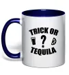 Чашка с цветной ручкой trick or tequila Глубокий темно-синий Чашка с цветной ручкой trick or tequila Глубокий темно-синий фото