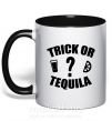 Чашка з кольоровою ручкою trick or tequila Чорний фото