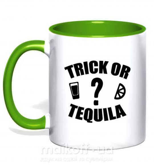 Чашка з кольоровою ручкою trick or tequila Зелений фото