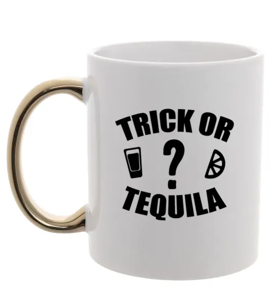 Чашка с цветной ручкой trick or tequila Золото фото