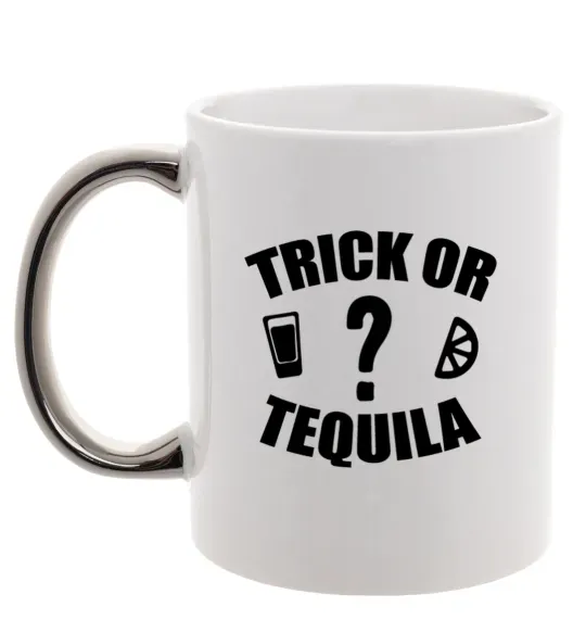 Чашка с цветной ручкой trick or tequila Серебро фото