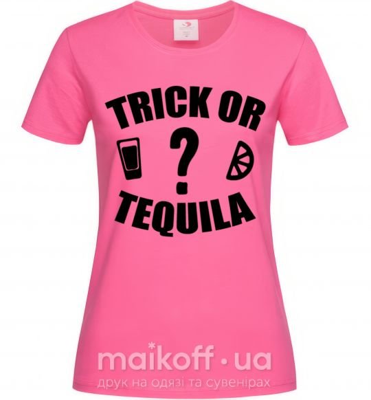 Жіноча футболка trick or tequila Яскраво-рожевий фото