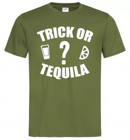 Мужская футболка trick or tequila Оливковый фото