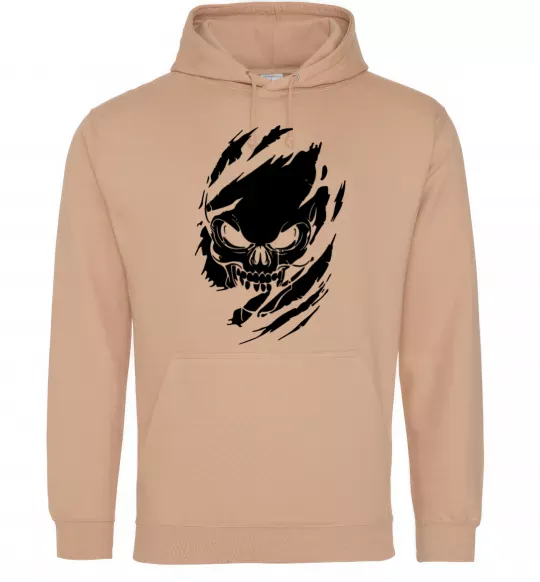 Мужская толстовка (худи) Череп ексклюзив Песочный фото
