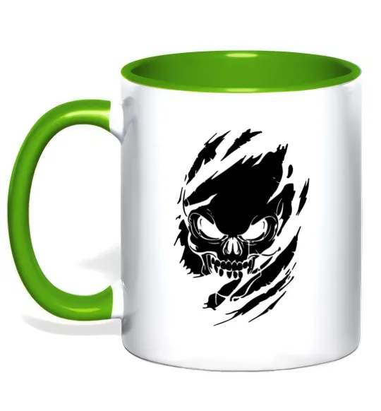 Чашка с цветной ручкой Череп ексклюзив Лаймовый фото