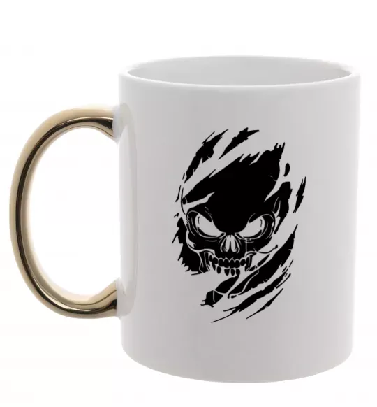 Чашка с цветной ручкой Череп ексклюзив Золото фото
