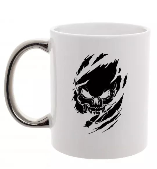 Чашка с цветной ручкой Череп ексклюзив Серебро фото