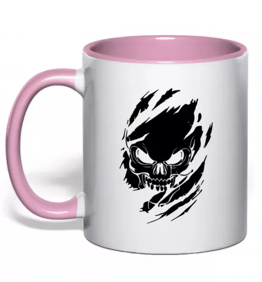 Чашка с цветной ручкой Череп ексклюзив Нежно розовый фото