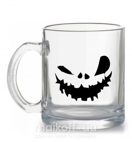 Чашка стеклянная scary smile Прозрачный фото