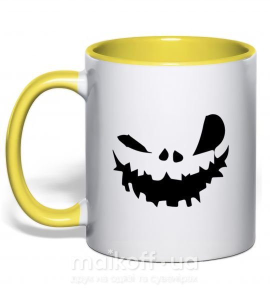 Чашка з кольоровою ручкою scary smile Сонячно жовтий фото