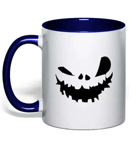 Чашка з кольоровою ручкою scary smile Глибокий темно-синій фото