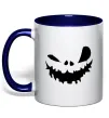 Чашка з кольоровою ручкою scary smile Глибокий темно-синій фото