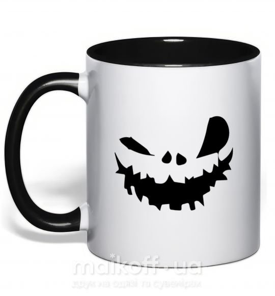 Чашка з кольоровою ручкою scary smile Чорний фото