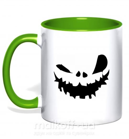 Чашка з кольоровою ручкою scary smile Зелений фото