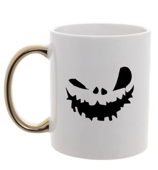 Чашка з кольоровою ручкою scary smile Золото фото