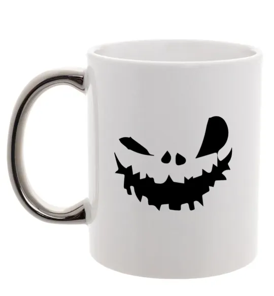 Чашка з кольоровою ручкою scary smile Срібло фото