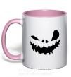 Чашка с цветной ручкой scary smile Нежно розовый фото