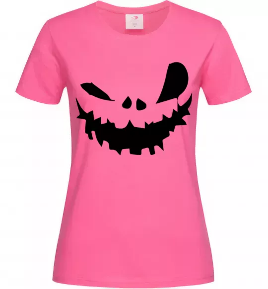 Жіноча футболка scary smile Яскраво-рожевий фото