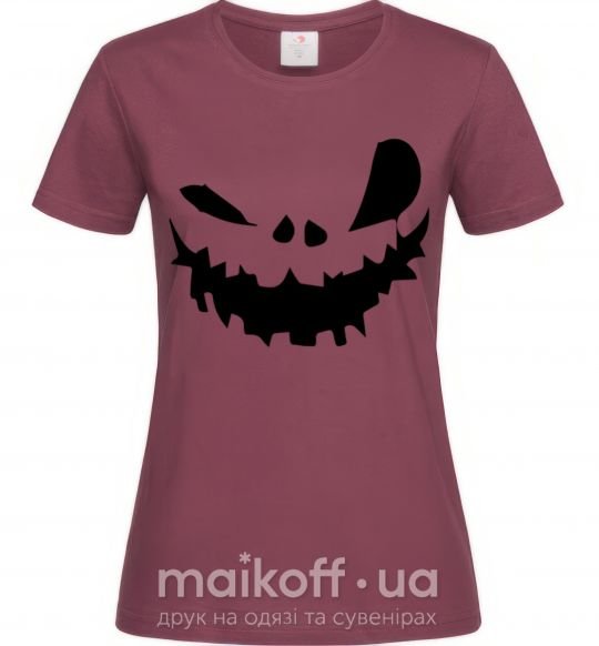 Женская футболка scary smile Бордовый фото