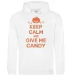 Мужская толстовка (худи) keep calm and give me candy Белый фото