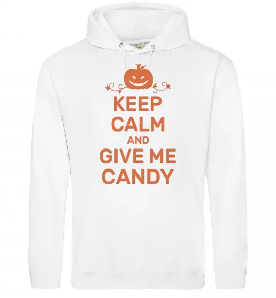Женская толстовка (худи) keep calm and give me candy Белый фото