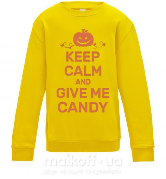 Дитячий світшот keep calm and give me candy Сонячно жовтий фото