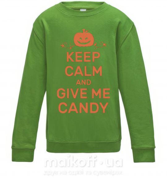 Дитячий світшот keep calm and give me candy Лаймовий фото