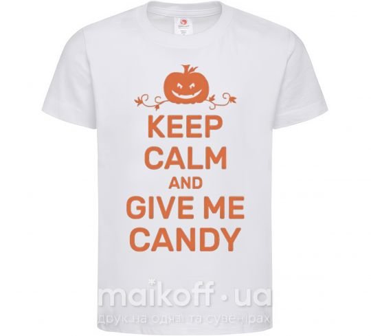 Дитяча футболка keep calm and give me candy Білий фото