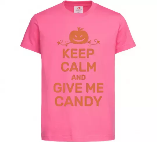 Дитяча футболка keep calm and give me candy Яскраво-рожевий фото