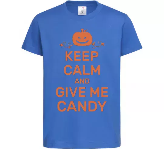 Дитяча футболка keep calm and give me candy Яскраво-синій фото